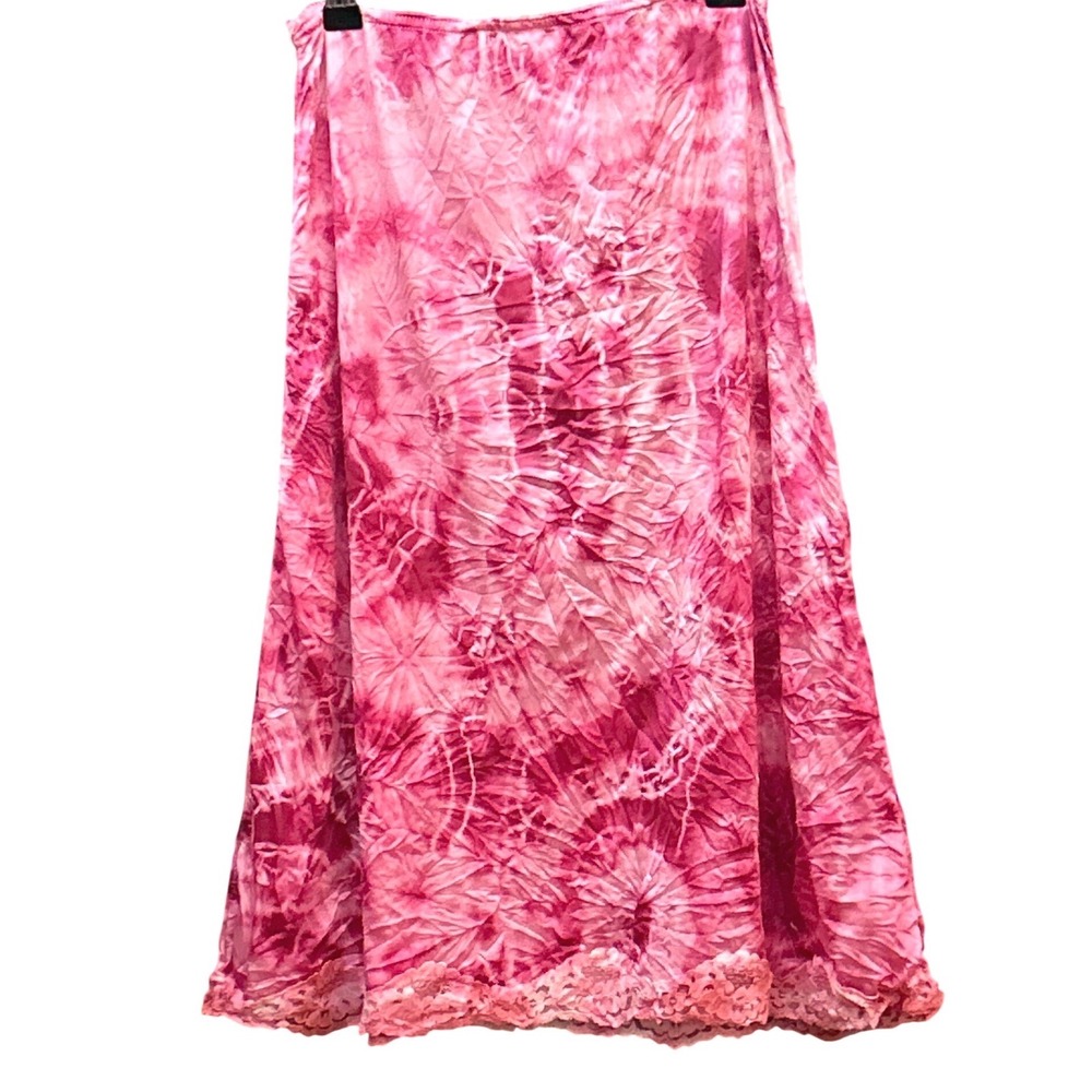 Vintage By Mel Lin Tie Dye Maxi Skirt Boho Hippie Festival Psychedelic Pink